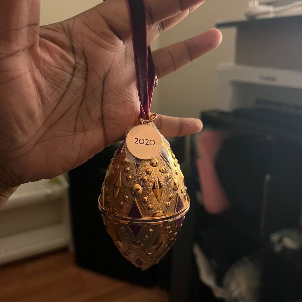 Pandora Gold and Maroon Holiday Ornament